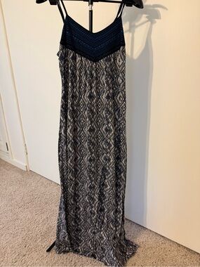 Xhilaration Navy & Gray Printed Maxi Skirt